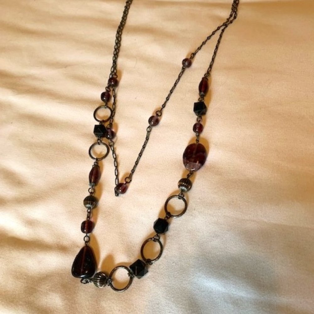 Purple and Black Layered Necklace